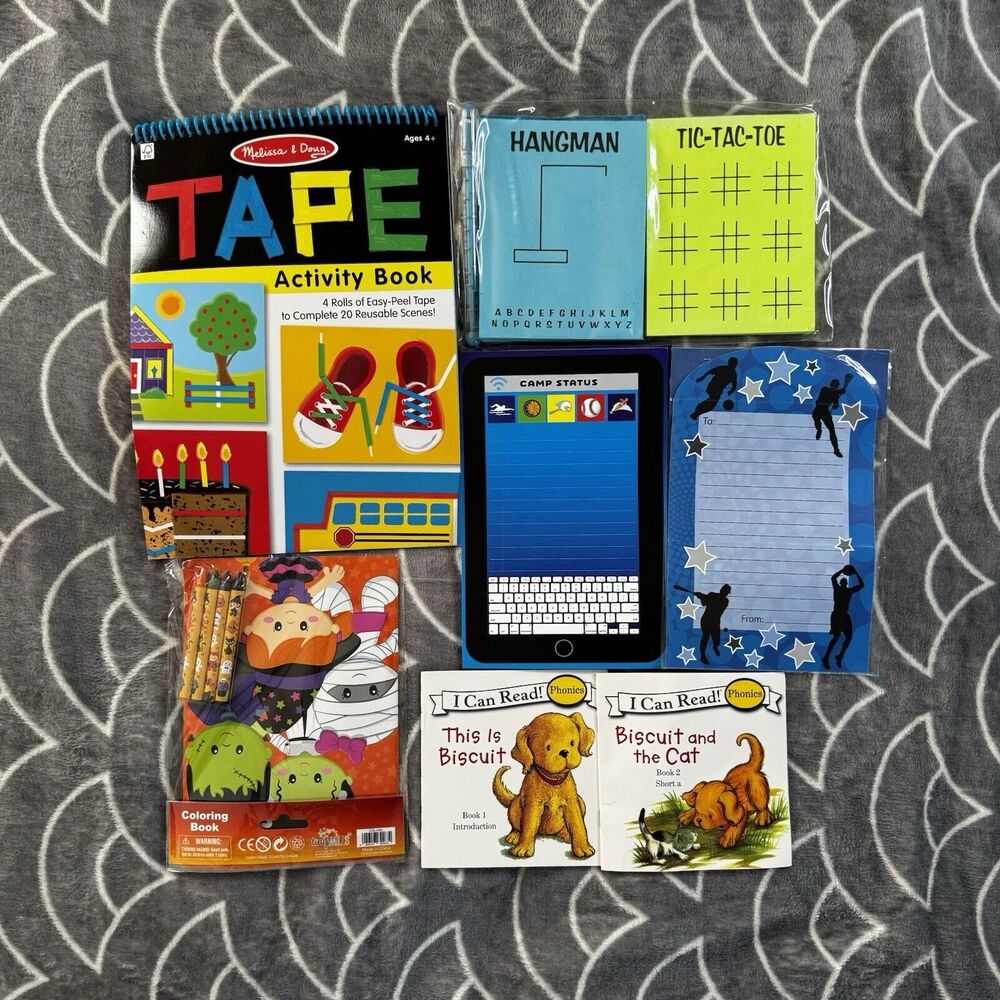 Tape Activity Book, Hangman Tic Toe, Coloring Book, Written Campus Diary Bundle